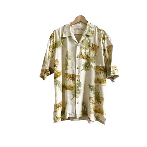 Tommy Bahama Shirt Mens M Hawaiian 100% Silk Palm Tree Button Down Short… - Picture 1 of 10